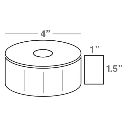 Wasp 1.5" x 1.0" Direct Thermal labels, 4 rolls, 1375 per roll, 4" OD