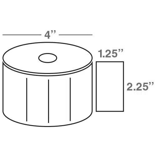 Wasp 2.25" x 1.25" Direct Thermal Paper labels, 4 rolls, 1135 per roll