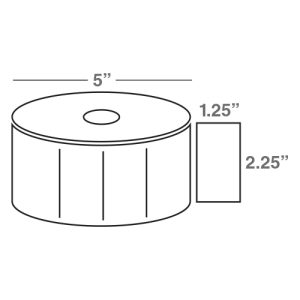 Wasp 2.25" x 1.25" Direct Thermal labels, 4 rolls, 1900 per roll, 5" OD