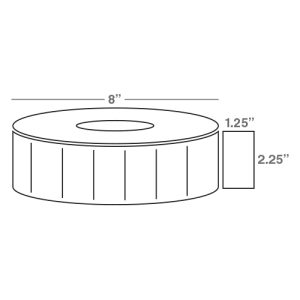 Wasp 2.25" x 1.25" Direct Thermal labels, 4 rolls, 4500 per roll, 8" OD