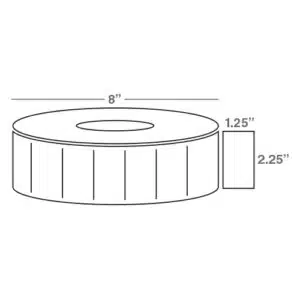 Wasp 2.25" x 1.25" Direct Thermal labels, 4 rolls, 4500 per roll, 8" OD