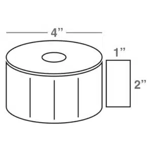 Wasp 2.0" x 1.0" TT labels, 4 rolls, 1375 per roll, 4" OD