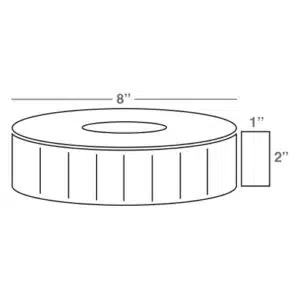 Wasp 2.0" x 1.0" TT labels, 4 rolls, 5560 per roll, 8" OD