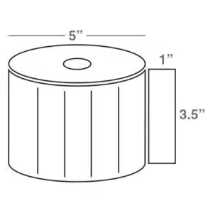 Wasp 3.5" x 1.0" Direct Thermal labels, 4 rolls, 2300 per roll, 5" OD
