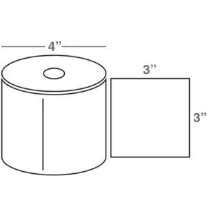 Wasp 3.0" x 3.0" TT labels, 4 rolls, 500 per roll, 5" OD