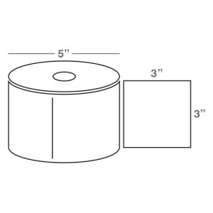 Wasp 3.0" x 3.0" Direct Thermal labels, 4 rolls, 850 per roll, 5" OD