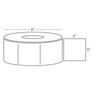 Wasp 3.0" x 3.0" TT labels, 4 rolls, 2000 per roll, 8" OD