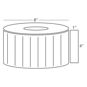 Wasp 4.0" x 1.0" TT labels, 4 rolls, 5560 per roll, 8" OD