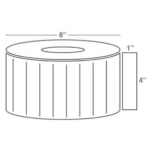 Wasp 4.0" x 1.0" Direct Thermal labels, 4 rolls, 5600 per roll, 8" OD