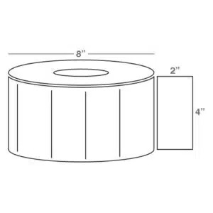Wasp 4.0" x 2.0" Direct Thermal labels, 4 rolls, 3000 per roll, 8" OD