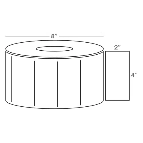 Wasp 4.0" x 2.0" Direct Thermal labels, 4 rolls, 3000 per roll, 8" OD