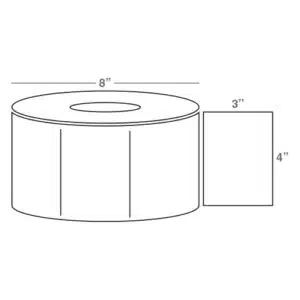 Wasp 4.0" x 3.0" Direct Thermal labels, 4 rolls, 2000 per roll, 8" OD