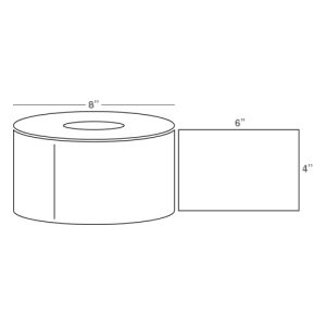Wasp 4.0" x 6.0" Direct Thermal labels, 4 rolls, 1000 per roll, 8" OD