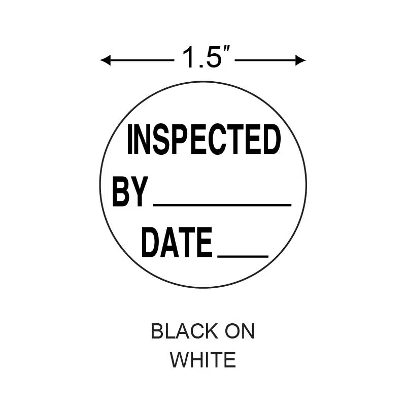 Stinger 1.5 in. x 1.5 in. Preprinted Paper Label, Black on White, Permanent Adhesive, 3 in. Core, 5 in. OD, 1000 per Roll, 4 Roll(s) Preprint: INSPECTEDBY - Image 2