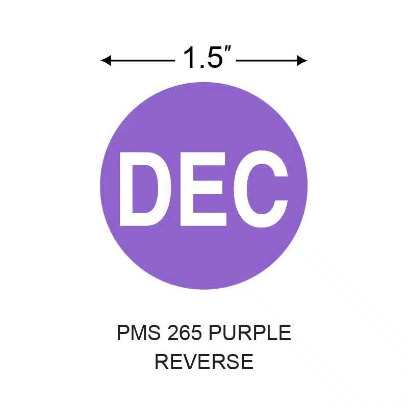 Stinger 1.5 in. x 1.5 in. Preprinted Paper Label, Purple Reverse, Permanent Adhesive, 3 in. Core, 5 in. OD, 1000 per Roll, 4 Roll(s) Preprint: DEC - Image 2