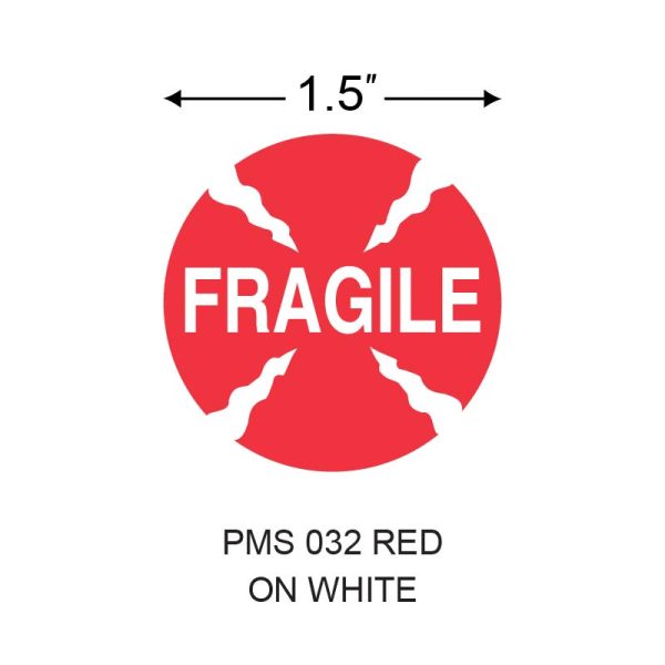 Stinger 1.5 in. x 1.5 in. Preprinted Paper Label, Red Reverse, Permanent Adhesive, 3 in. Core, 5 in. OD, 1000 per Roll, 4 Roll(s) Preprint: FRAGILE - Image 2