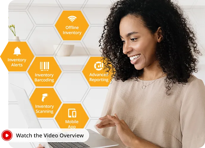 Woman using Wasp Inventory with Video Overview link